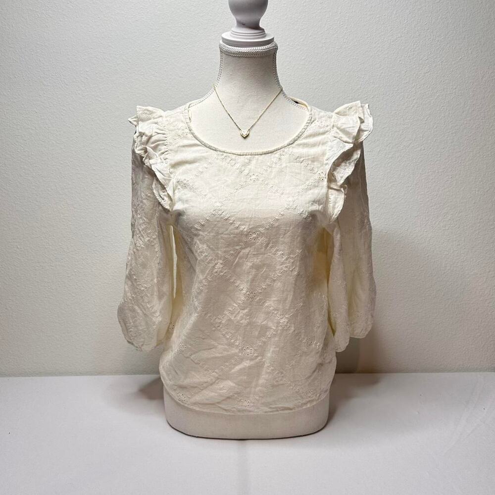 TRF Collection Zara Size Small Beautiful Cottage Core Romantic Cream Blouse